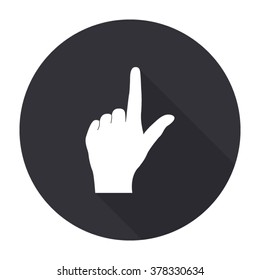 pointing finger icon with long shadow - vector round button