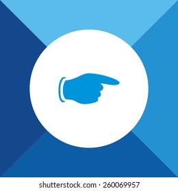 Pointing Finger Icon on Blue Background. Eps-10.