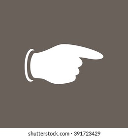 Pointing Finger Icon on Dark Gray Color. Eps-10.