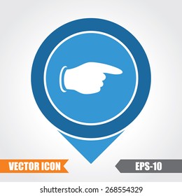 Pointing Finger Icon On Map Pointer. Eps.-10.