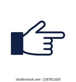 Pointing finger icon. Single index finger to the right isolated on white background for social media, app and web design. Vector illustration
