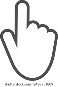 Icono de línea de dedo señalador. Tacto del cursor de mano