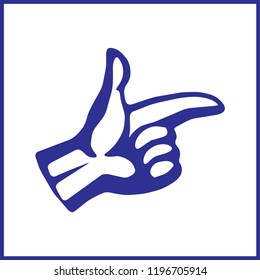 Pointing finger. Number one hand sign. Vector black vintage engraved illustration isolated on a white background.