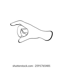 Pointing finger with right handed isolated, Side view hand drawn sketch Line vector illustration