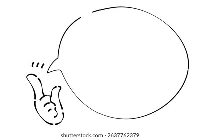 pointing finger and thumb gesture with speech balloon illustration