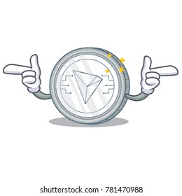 Pointing finger Tron coin character cartoon