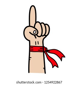 Pointing the finger up,Hand drawn,Vector,Illustrations.