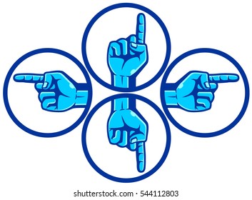 Pointing finger. Vector color flat illustration isolated on a white background.