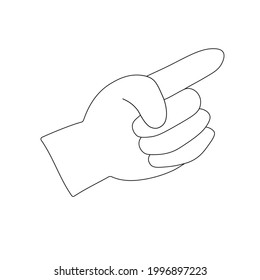 Dedo señalador, signo vectorial e icono de símbolo aislado en un fondo blanco. Icono, símbolo para llamar la atención sobre información importante