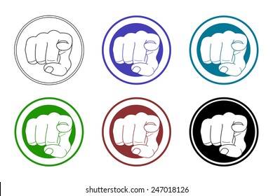 Pointing fingers icons set. Vector clip art illustrations isolated on white