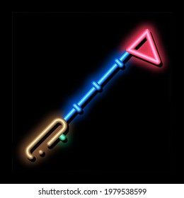 Pointing Flag neon light sign vector. Glowing bright icon Pointing Flag Sign. transparent symbol illustration