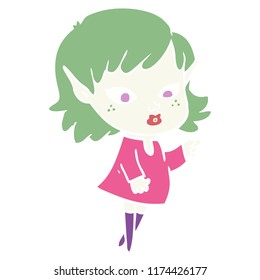 pointing flat color style cartoon elf girl