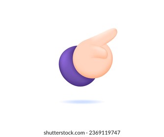 pointing with the forefinger. Hand Gesture that points to something. Symbol or icon. minimalist 3D hand illustration design. vector elements. white background.