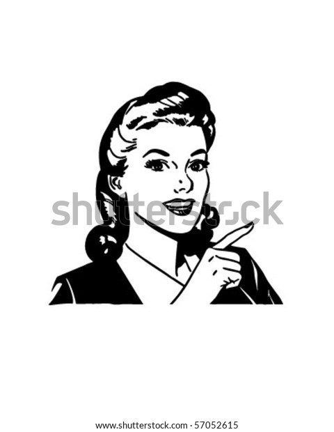 Pointing Gal Retro Clip Art Stock Vector (Royalty Free) 57052615