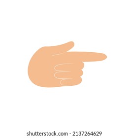 Pointing gesture. Hand with forefinger extended. Vector flat illustration