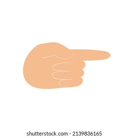 Pointing gesture. Hand with forefinger extended. Vector flat illustration