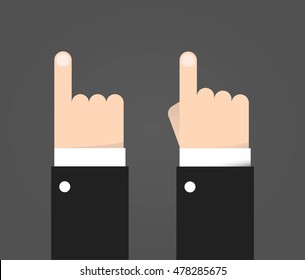 Pointing Gesture Human in Suit - Flat  Isolated Vector Illustration