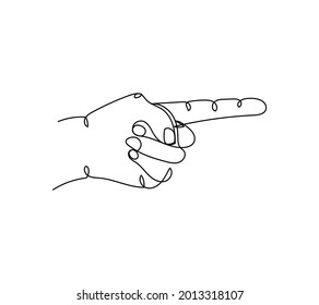 Pointing gesture one line art. Continuous line drawing of gesture, hand, gesture indicating, forefinger.