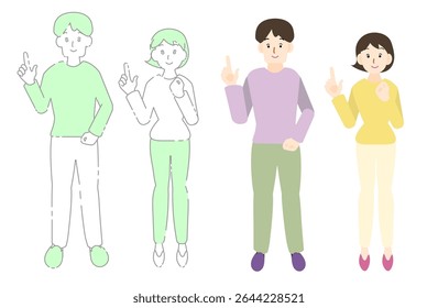 Pointing Gesture People Illustration Set