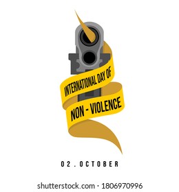 Pointing a gun with ribbon vector illustration. Good template for International Day of Non-Violence design.