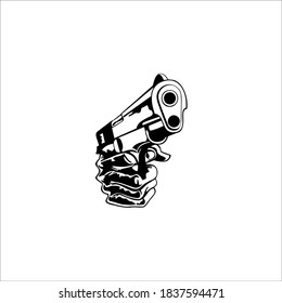 Pointing Gun Symbol. Vector Illustration.