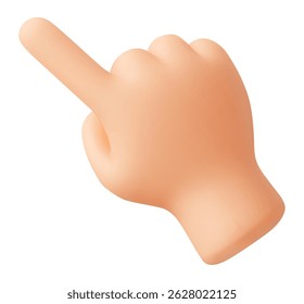 Apontando mão 3d cursor emoji. gesto de toque do dedo, ponteiro do dedo masculino clique no ícone do botão. Ilustração realista do vetor de desenho animado 3d isolado no branco.