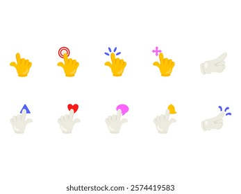 Pointing Hand Cartoon Element Set