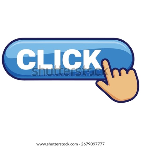 pointing hand cursor with bright yellow click button for web links isolated vector illustration