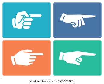 Pointing hand flat icons