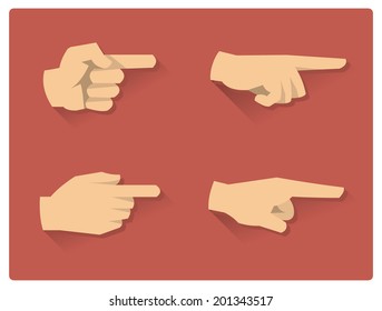 Pointing hand flat icons
