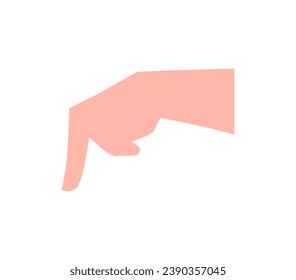 Pointing hand gesture flat icon. Vector illustration hand index down emoji isolated. Sign, expression with pointing forefinger, clenched palm. Gesture paying attention, presenting, direction