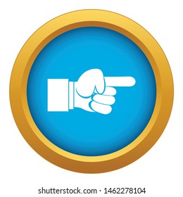 Pointing hand gesture icon blue vector isolated on white background for any design