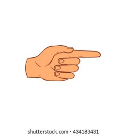 Pointing hand gesture icon, cartoon style