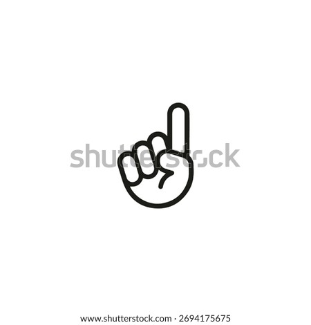 Pointing Up Hand Gesture Icon, Index Finger Line Art Vector Illustration for Attention, Selection, Direction, Idea, Number One Sign, Minimalist Design, Web Element. Hold on non verbal communication 