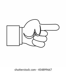 Pointing hand gesture icon in outline style isolated vector illustration