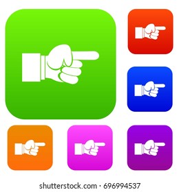 Pointing hand gesture set icon in different colors isolated vector illustration. Premium collection