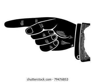 Pointing Hand Graphic - Retro Clipart Illustration