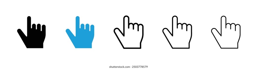 Pointing hand icon in black and blue colors