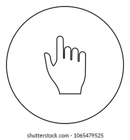 Pointing hand icon black color in circle