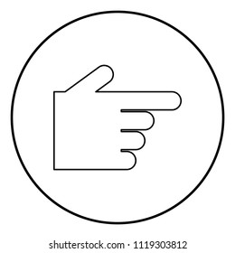 Pointing hand icon black color in circle round outline