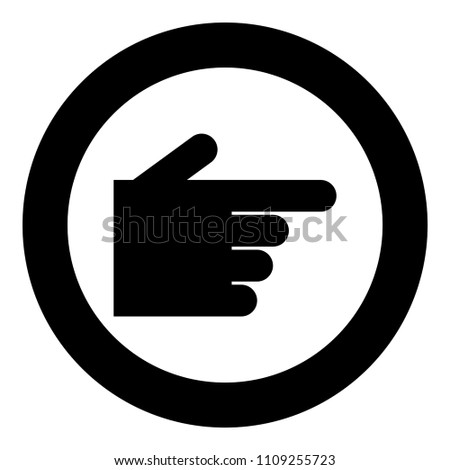 Pointing hand icon black color in circle round 