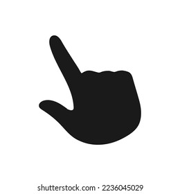 Pointing hand icon on white background. Flat design vector.