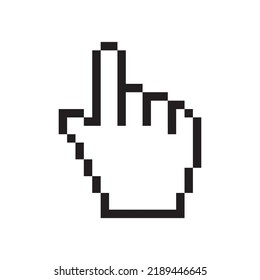 Pointing hand icon, pixel art