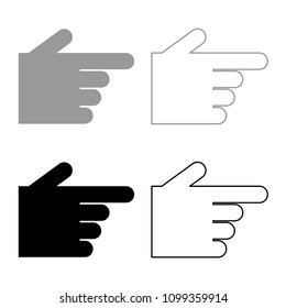 Pointing hand icon set grey black color outline