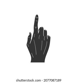 Pointing Up Hand Icon Silhouette Illustration. Gesture Finger Vector Graphic Pictogram Symbol Clip Art. Doodle Sketch Black Sign.
