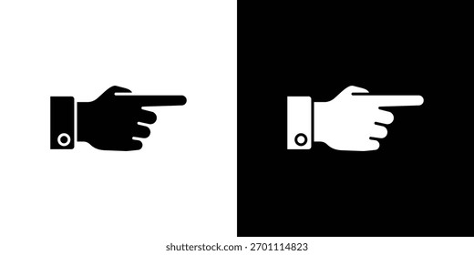 Vetor de silhueta de ícone de mão apontando em cores pretas. estilo de design de logotipo de símbolo plano