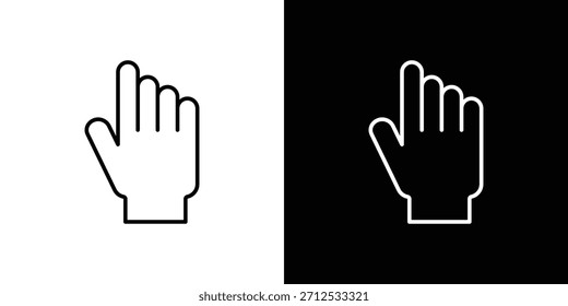 Icono de la mano que apunta. Símbolo plano simple. Ilustración de pictograma de contorno negro perfecto