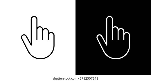 Ícone de mão apontando em estilo linear simples.