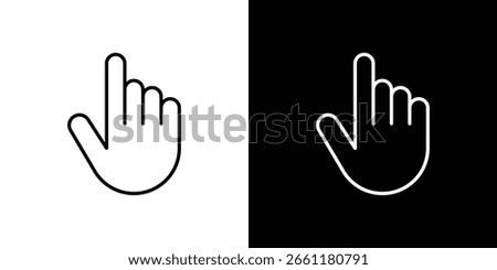 Pointing hand icon. Stroke pictogram. Vector illustration. Vector sign for mobile app and websites.