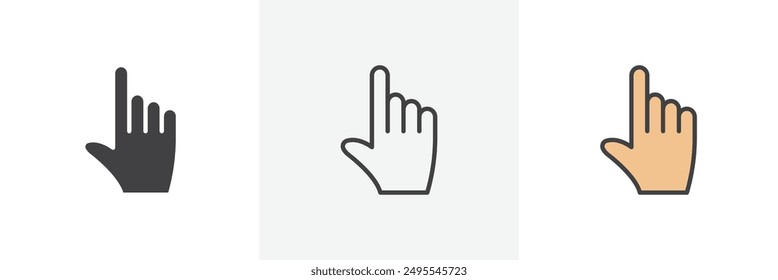 Pointing hand icon symbol collection on white background.